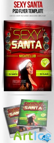 Sexy Santa Christmas Party Flyer/Poster PSD Template