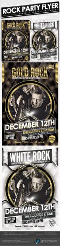 GraphicRiver - Rock Party Flyer - Gold & White (Psd Template) 3186134