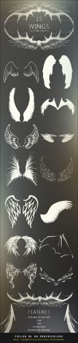 15 Wings Custom Shapes for Photoshop REUPLOAD