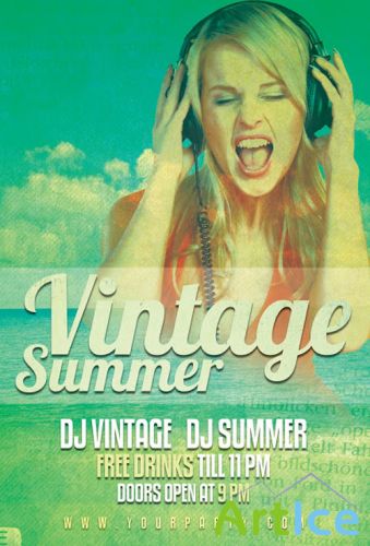 Vintage Summer Party Flyer/Poster PSD Template