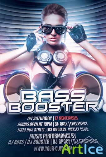 Bass Booster Party Flyer/Poster PSD Template