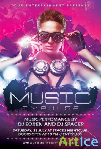 Music Impulse Party Flyer/Poster PSD Template