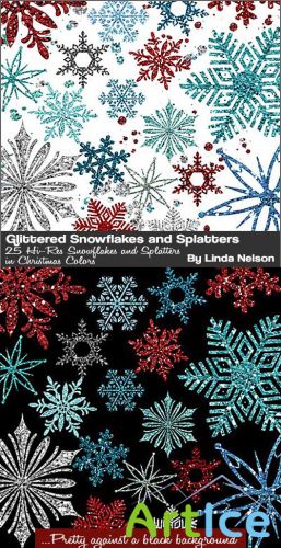 25 Glitter Snowflakes Photoshop Brushes