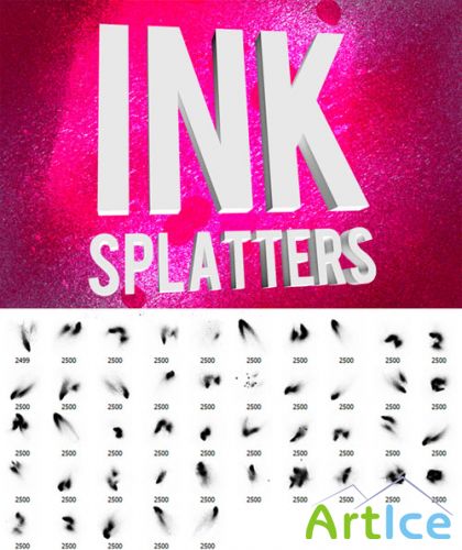 Grungy Ink Splatter Sprays Photoshop Brushes