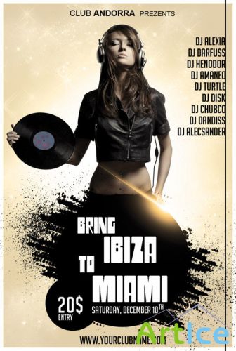 Bring Ibiza to Miami Party Flyer/Poster PSD Template