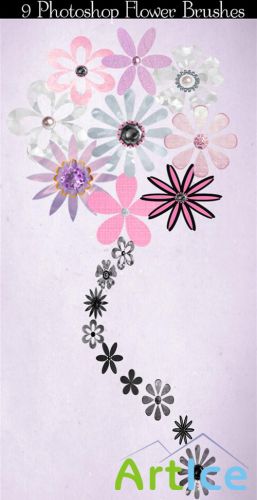 9 Flower Photoshop Brushes Plus Cutouts