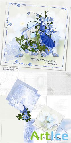 Scrap Set - Forget Me Not PNG and JPG FIles