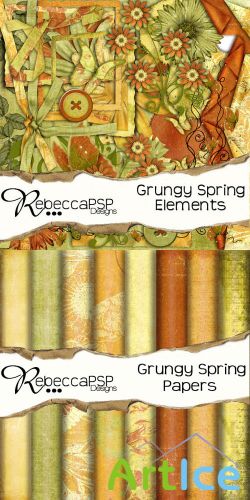 Scrap Set - Grungy Spring PNG and JPG Files