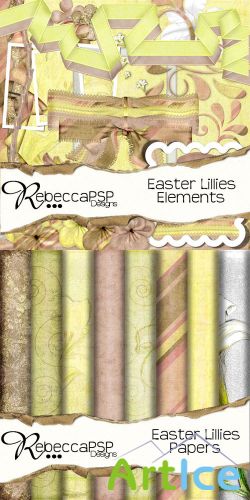 Scrap Set - Easter Lillies PNG and JPG Files