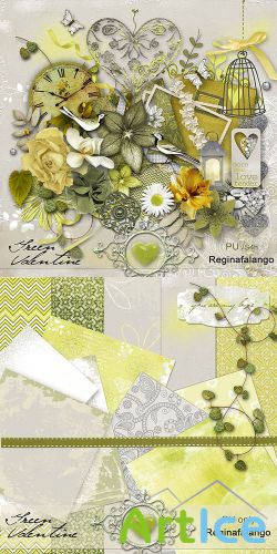 Scrap Set - Green Valentine PNG and JPG Files