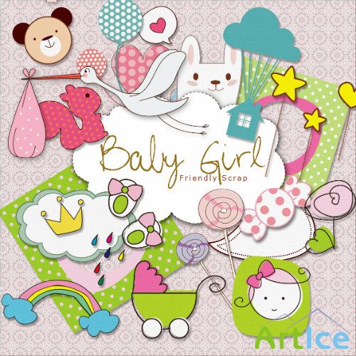 Scrap-kit - PNG Elements For Baby Girl