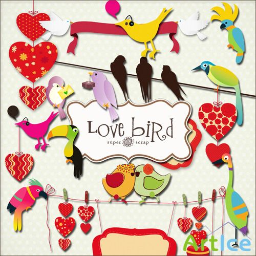 Scrap Set - Love Bird PNG and JPG Files