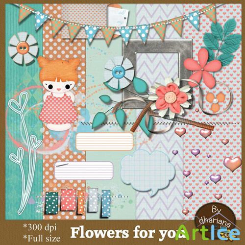 Scrap Set - Flowers for You PNG and JPG Files