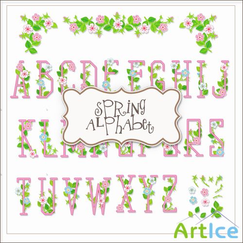 Scrap Kit - Spring Alphabet PNG Files