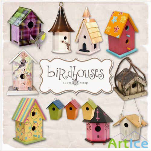 Scrap Set - Birdhouses PNG Files