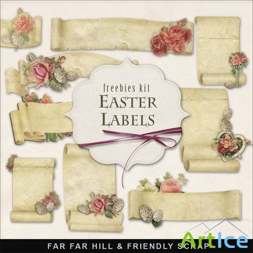 Scrap-kit - Easter Labels Woth Flowers