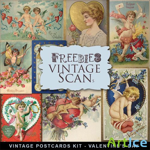 Scrap-kit - Vintages Postcards - Valentines Day 2013