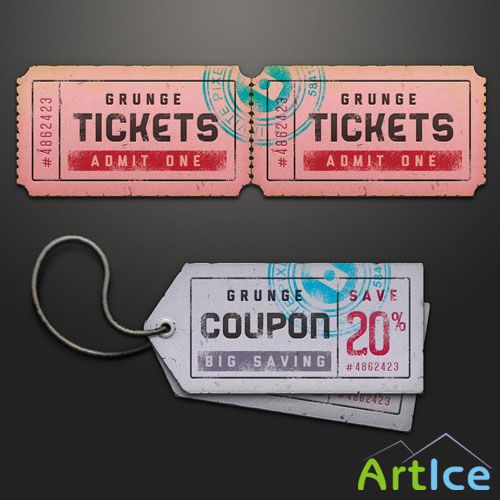 Ticket Coupon Sale Tag PSD Template