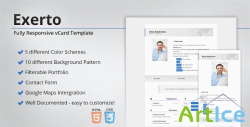 ThemeForest - Exerto - Responsive vCard & Portfolio Template