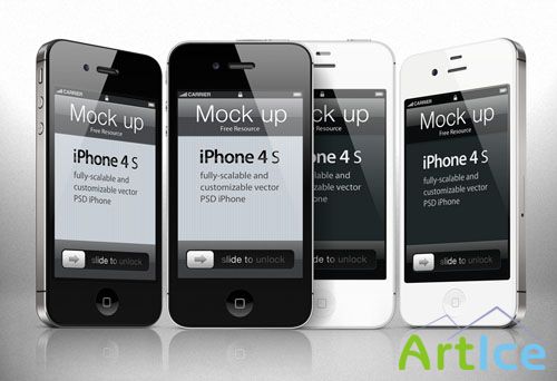 iPhone 4s Vector Mockup PSD Template