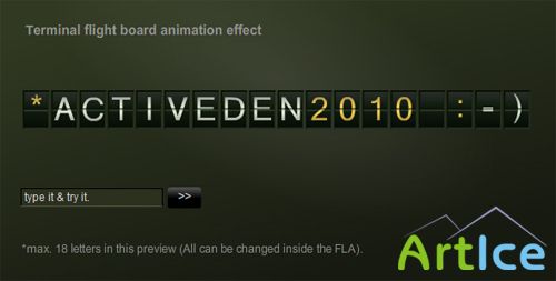 ActiveDen - Terminal flight board text animation effect
