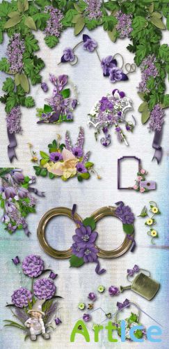 Scrap Set - Spring Fantasy in Purple Style