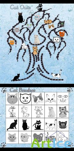 20 Cat Photoshop Brushes and Cutouts