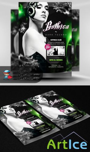 Gothica Techno Party Flyer/Poster PSD Template