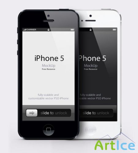 3D iPhone 5 Vector Mockup PSD Template #4