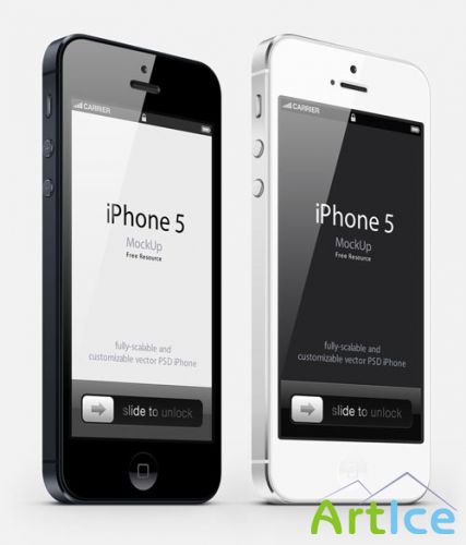 3D iPhone 5 Vector Mockup PSD Template #3