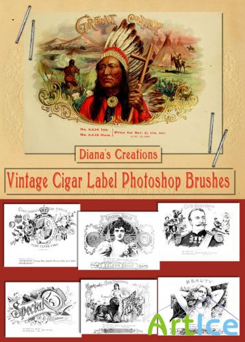 Vintage Cigar Box Label Photoshop Brushes