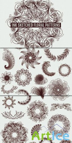 WeGraphics - 25 Ink Sketched Vector Florals