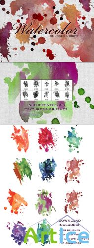 WeGraphics - Watercolor Smudges  Vectors, Textures and Brushes
