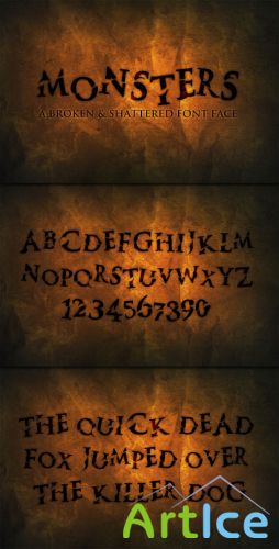 WeGraphics - Monsters  A Broken and Shattered Font Face