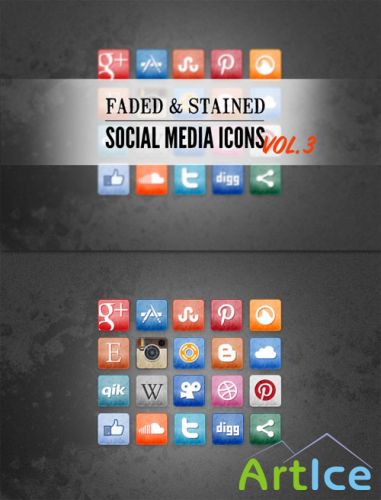 WeGraphics - Stained and Faded Social Media Icons Vol 3