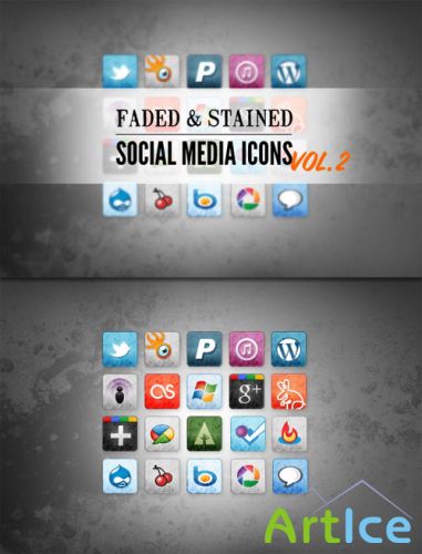 WeGraphics - Stained and Faded Social Media Icons Vol 2