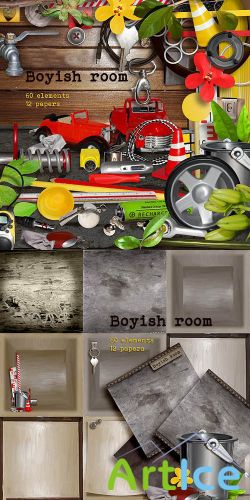 Scrap Set - Boyish Room PNG and JPG Files