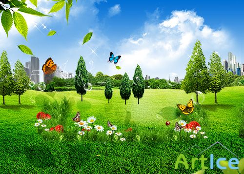 PSD Source - Spring 2013 Green Style Background 4