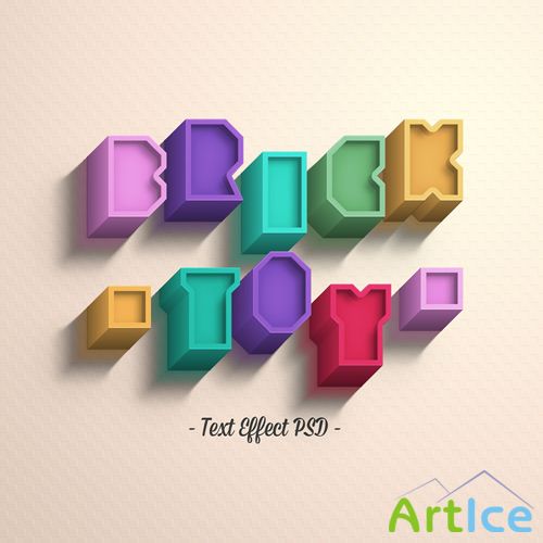 Brick Toy Text Effect PSD