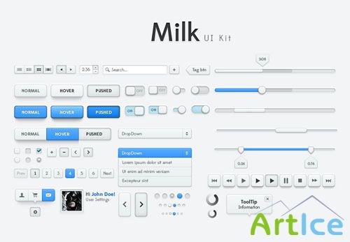 Pixeden - Milk Psd Web UI Kit
