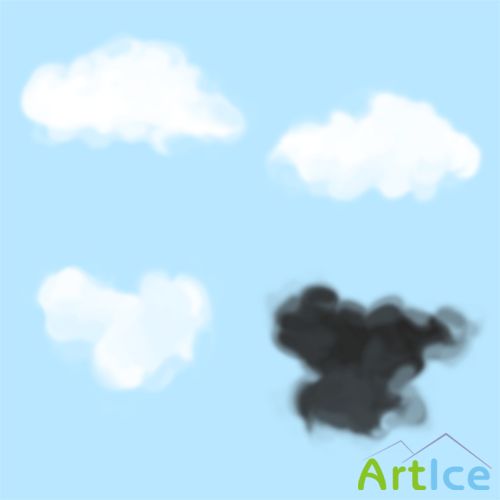 Four unrealistic cloud brushes for Photoshop