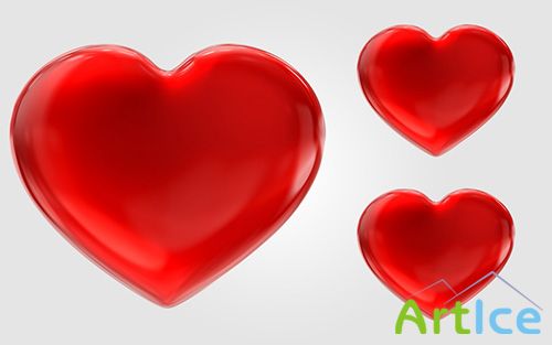 PSD Clipart - Big Red Hearts