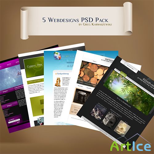 5 Webdesigns PSD Templates Pack 1