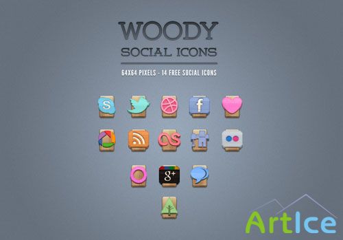 Pixeden - Wood Social Icons Set Vol 1