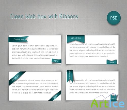 Clean Web box with Ribbons - PSD Web Elements