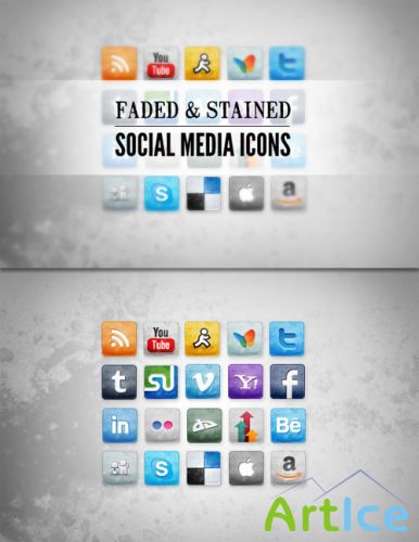 WeGraphics - Stained and Faded Social Media Icons