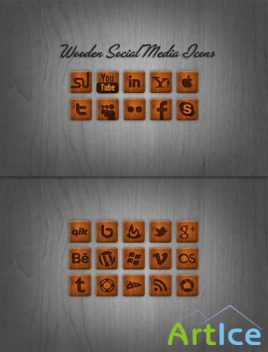 WeGraphics - Wooden Social Media Icon Pack