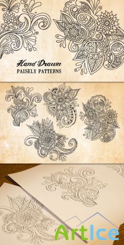 WeGraphics - Hand Drawn Floral Paisley Patterns
