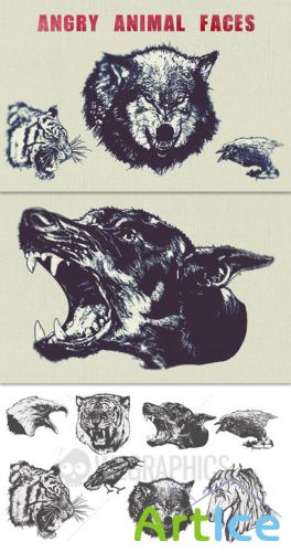 WeGraphics - Angry Animal Face Vectors