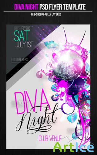Diva Night Party Flyer/Poster PSD Template